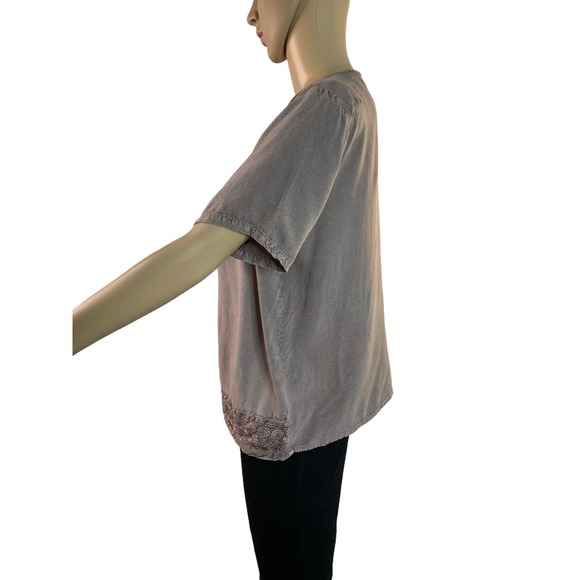 Solitaire Anthropologie Top Womens Sz Small 100% Rayon Lightweight Short Sleeves - Picture 8 of 12
